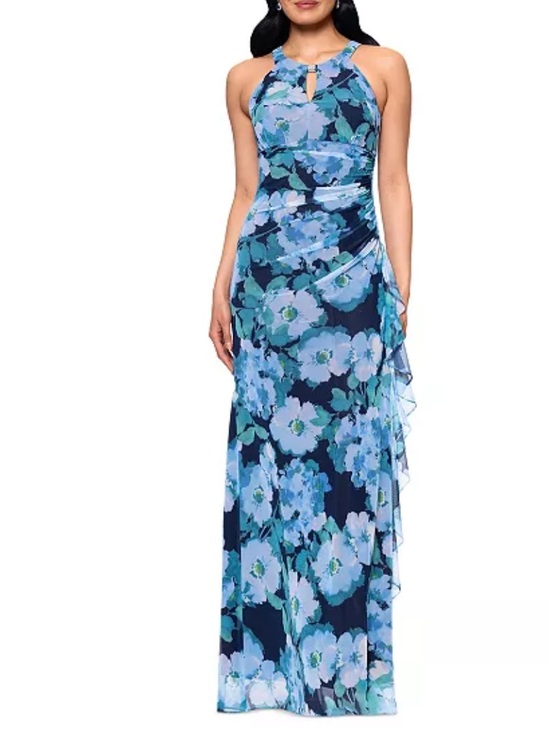 Betsy & Adam Dresses & Skirts - Betsy & Adam Women's Printed Mesh Halter-Neck Sleeveless Gown size 16 W NWT